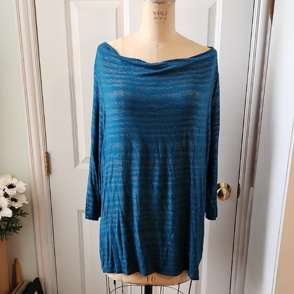 Blue Striped Long Sleeve Top